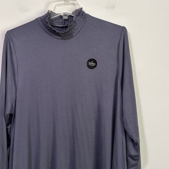 Lane Bryant Swing Tunic 14/16 Plus Blue Smock Neck Long Sleeve Soft Relaxed NEW - Picture 3 of 11